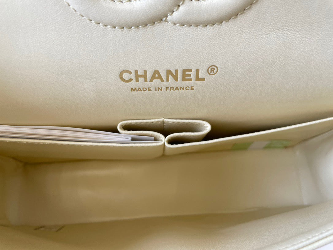 Chanel Classic Flap Medium In Light Yellow Lambskin