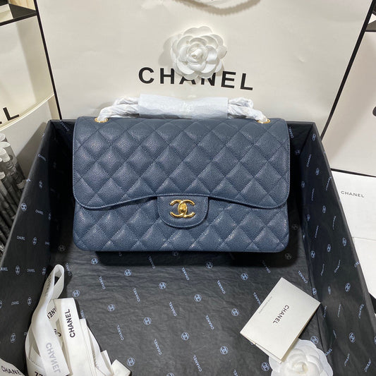 Chanel Classic Flap Jumbo In Dark Blue Calfskin