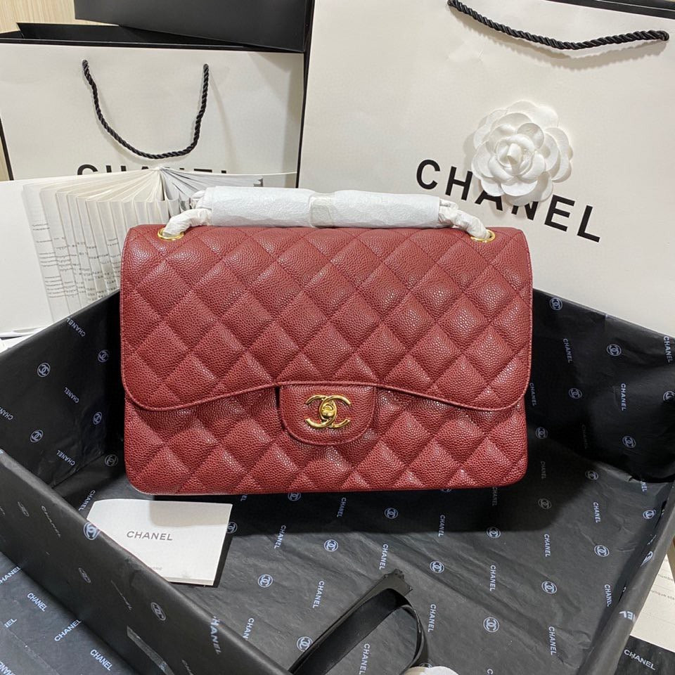 Chanel Classic Flap Jumbo In Rouge Tomate Calfskin