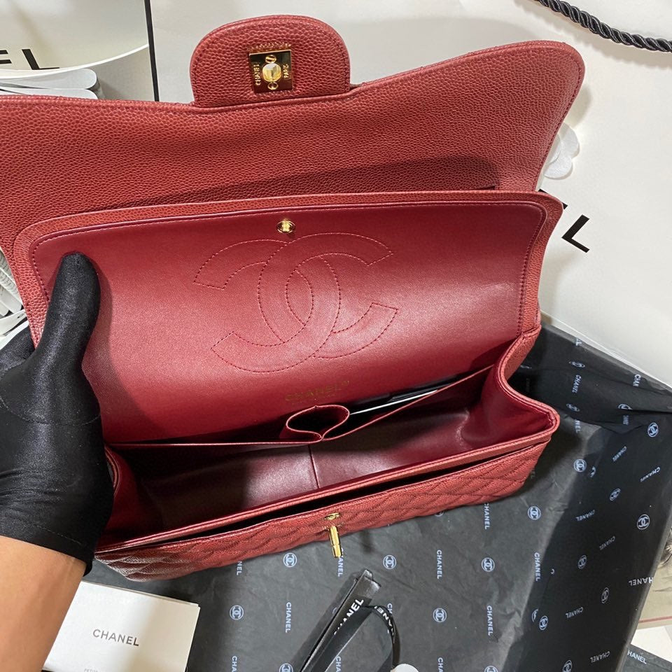 Chanel Classic Flap Jumbo In Rouge Tomate Calfskin