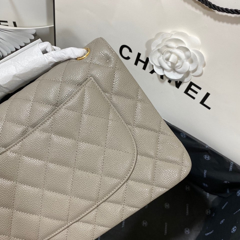 Chanel Classic Flap Jumbo In Gray Calfskin