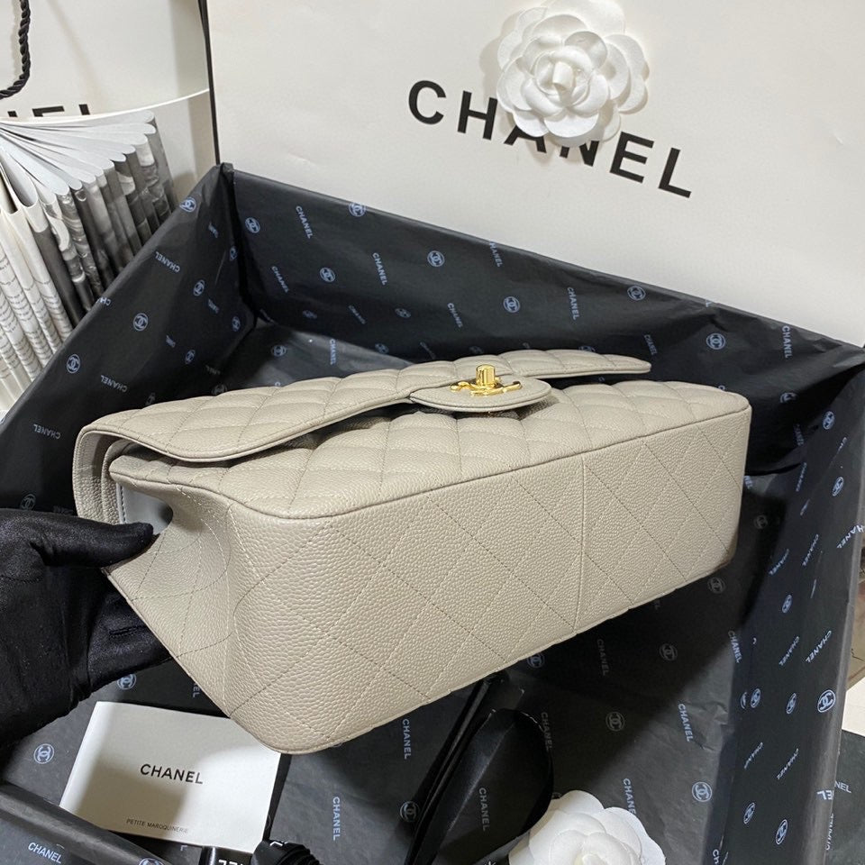 Chanel Classic Flap Jumbo In Gray Calfskin