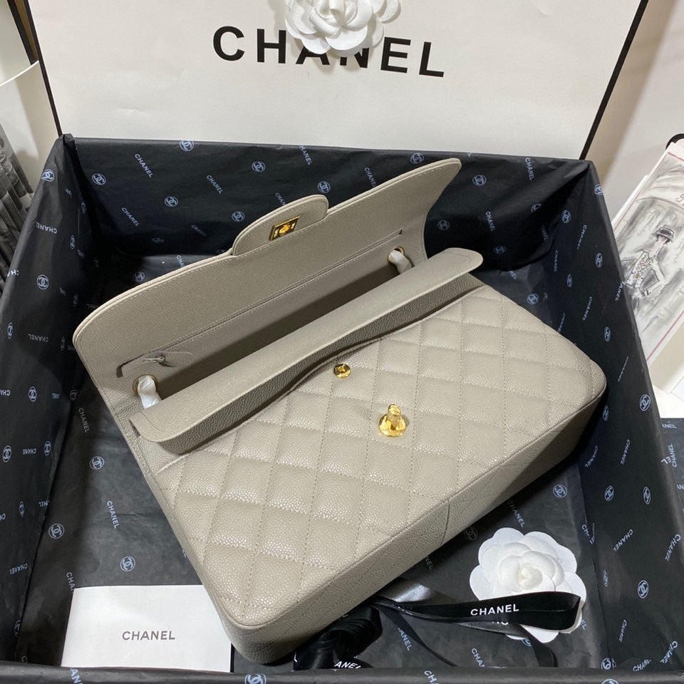 Chanel Classic Flap Jumbo In Gray Calfskin