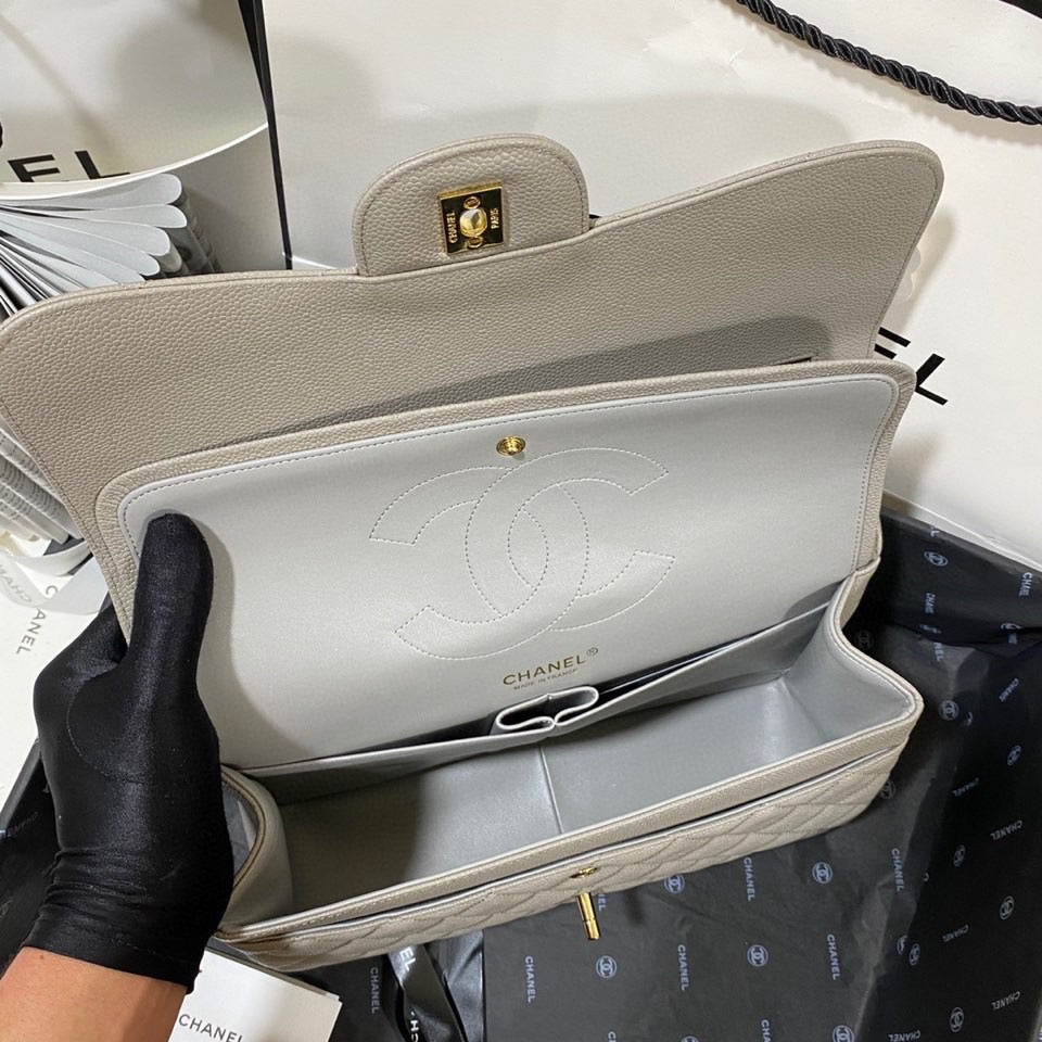 Chanel Classic Flap Jumbo In Gray Calfskin