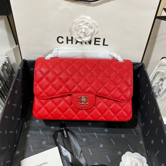 Chanel Classic Flap Jumbo In Red Calfskin