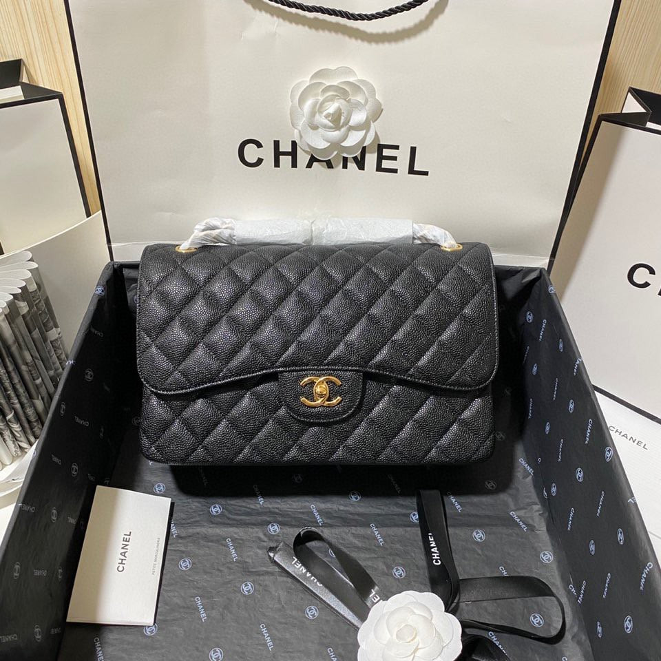 Chanel Classic Flap Jumbo In Black Calfskin