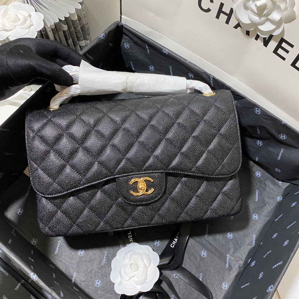 Chanel Classic Flap Jumbo In Black Calfskin