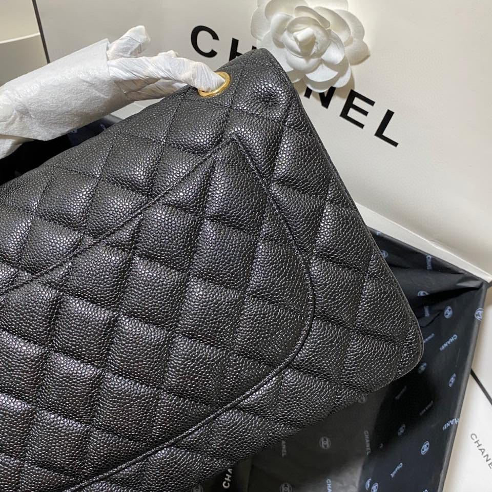 Chanel Classic Flap Jumbo In Black Calfskin