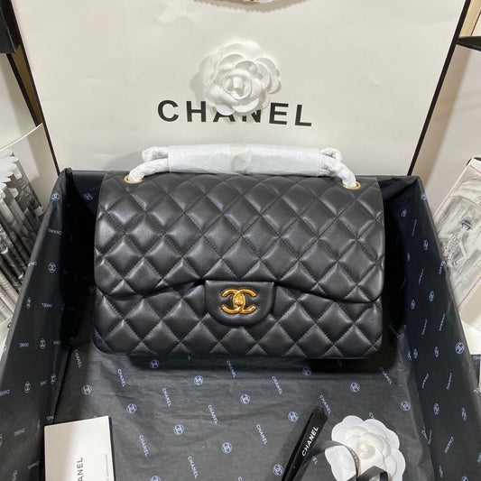 Chanel Classic Flap Jumbo In Black Lambskin