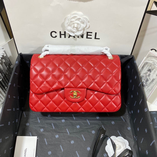 Chanel Classic Flap Jumbo In Red Lambskin