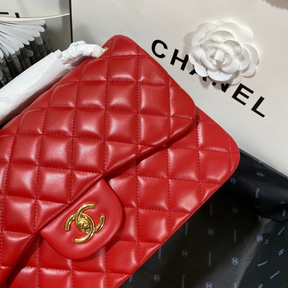 Chanel Classic Flap Jumbo In Red Lambskin