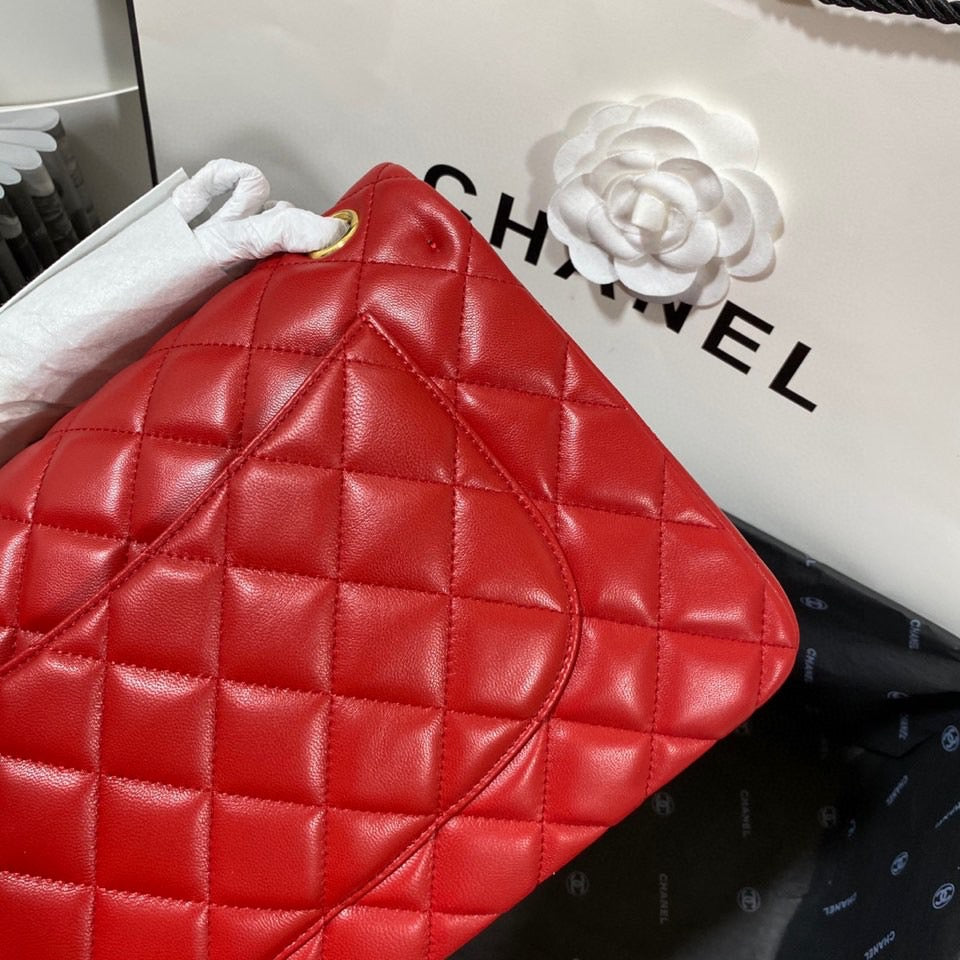 Chanel Classic Flap Jumbo In Red Lambskin