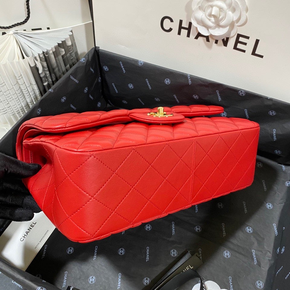 Chanel Classic Flap Jumbo In Red Lambskin