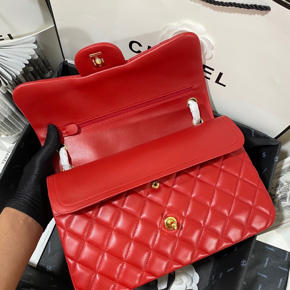 Chanel Classic Flap Jumbo In Red Lambskin