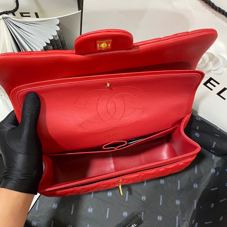 Chanel Classic Flap Jumbo In Red Lambskin