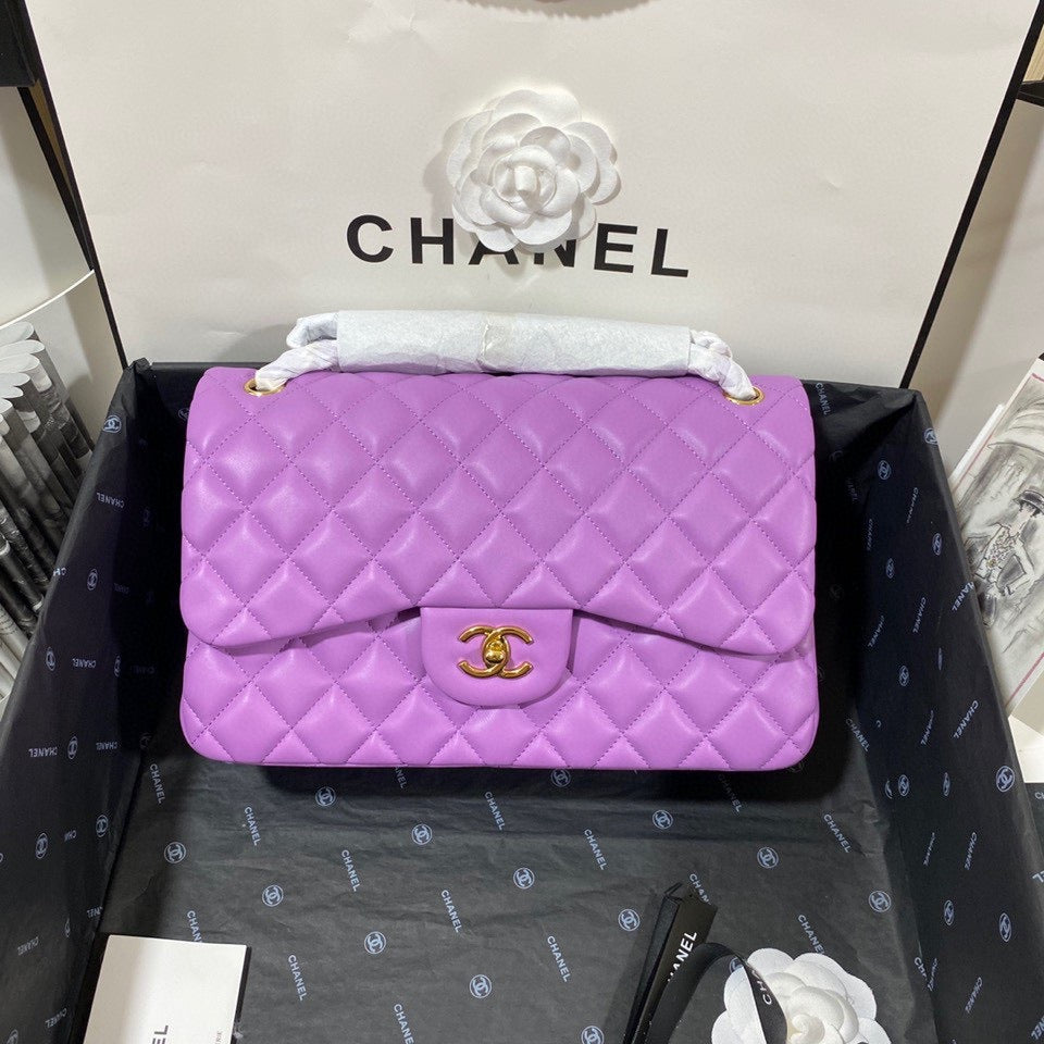 Chanel Classic Flap Jumbo In Purple Lambskin