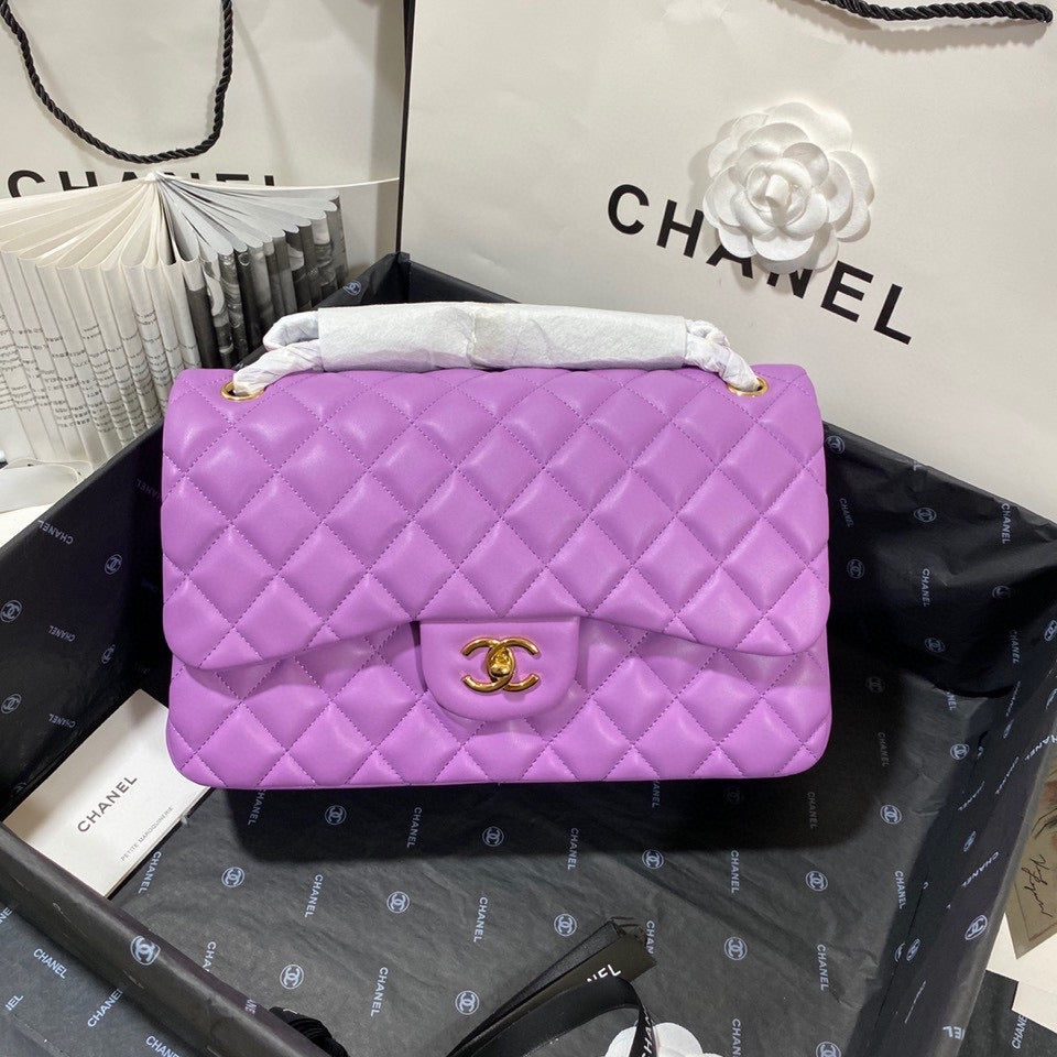 Chanel Classic Flap Jumbo In Purple Lambskin