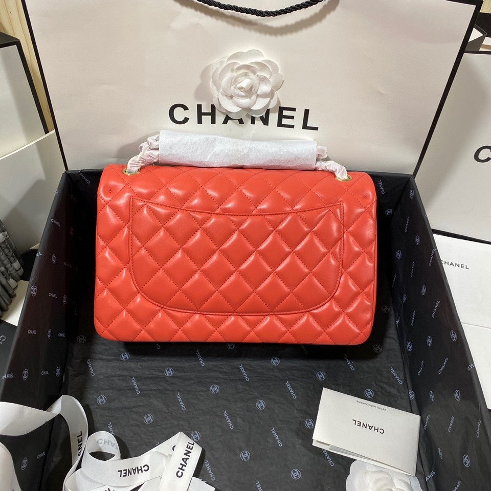 Chanel Classic Flap Jumbo In Orange Lambskin