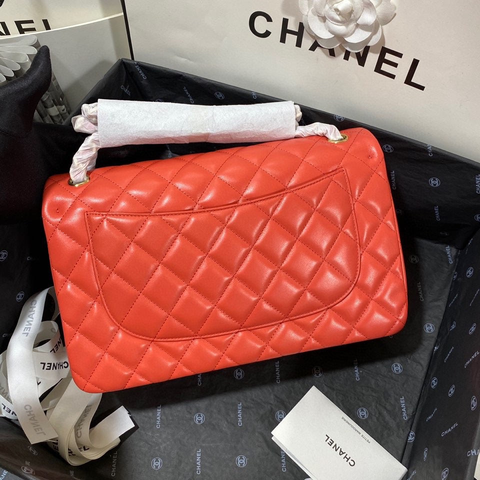 Chanel Classic Flap Jumbo In Orange Lambskin