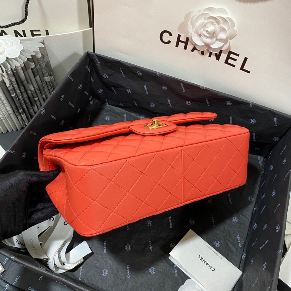 Chanel Classic Flap Jumbo In Orange Lambskin