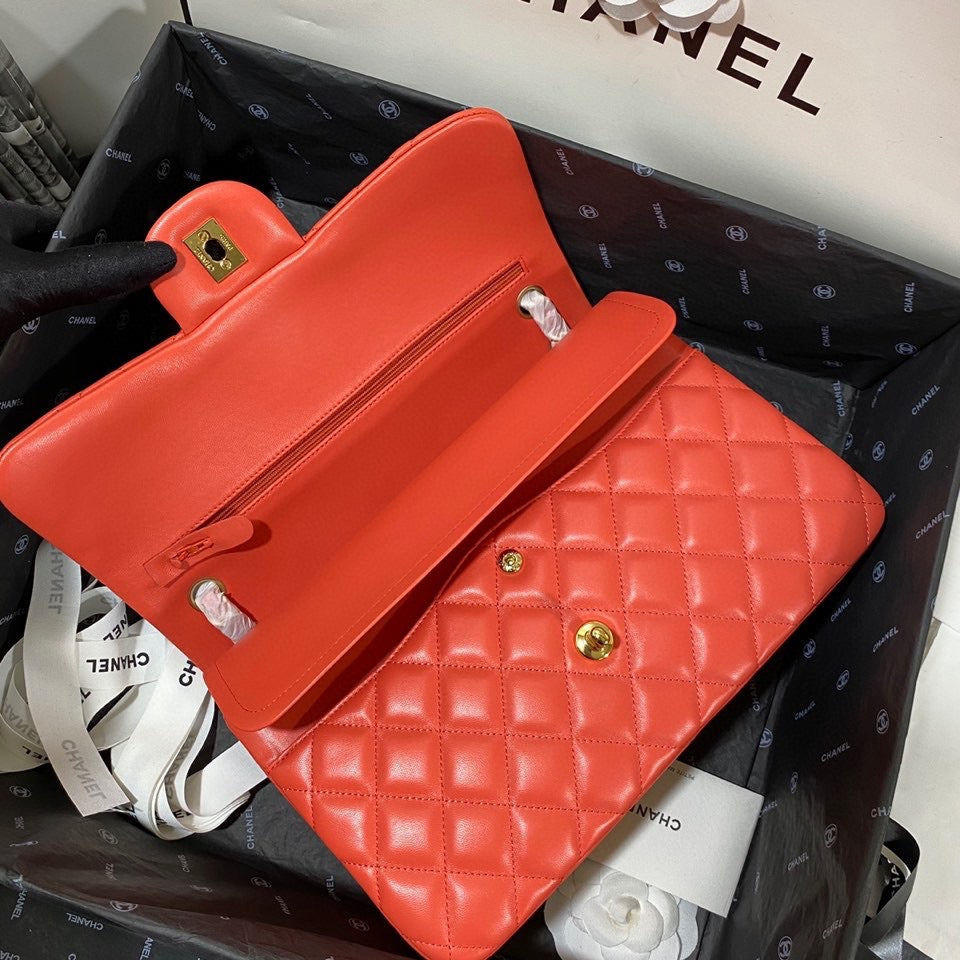 Chanel Classic Flap Jumbo In Orange Lambskin