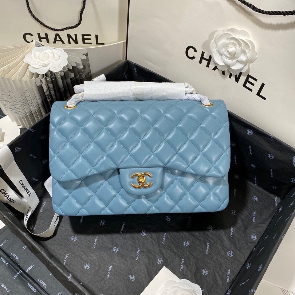 Chanel Classic Flap Jumbo In Blue Lambskin