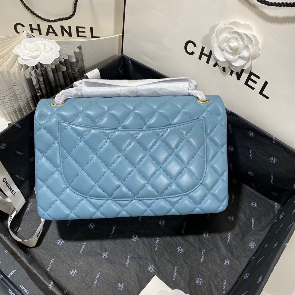 Chanel Classic Flap Jumbo In Blue Lambskin