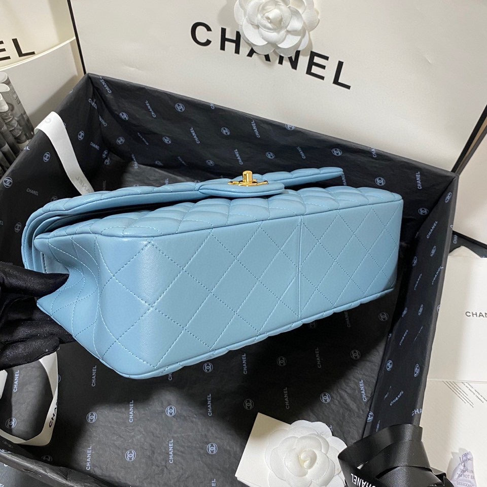 Chanel Classic Flap Jumbo In Blue Lambskin