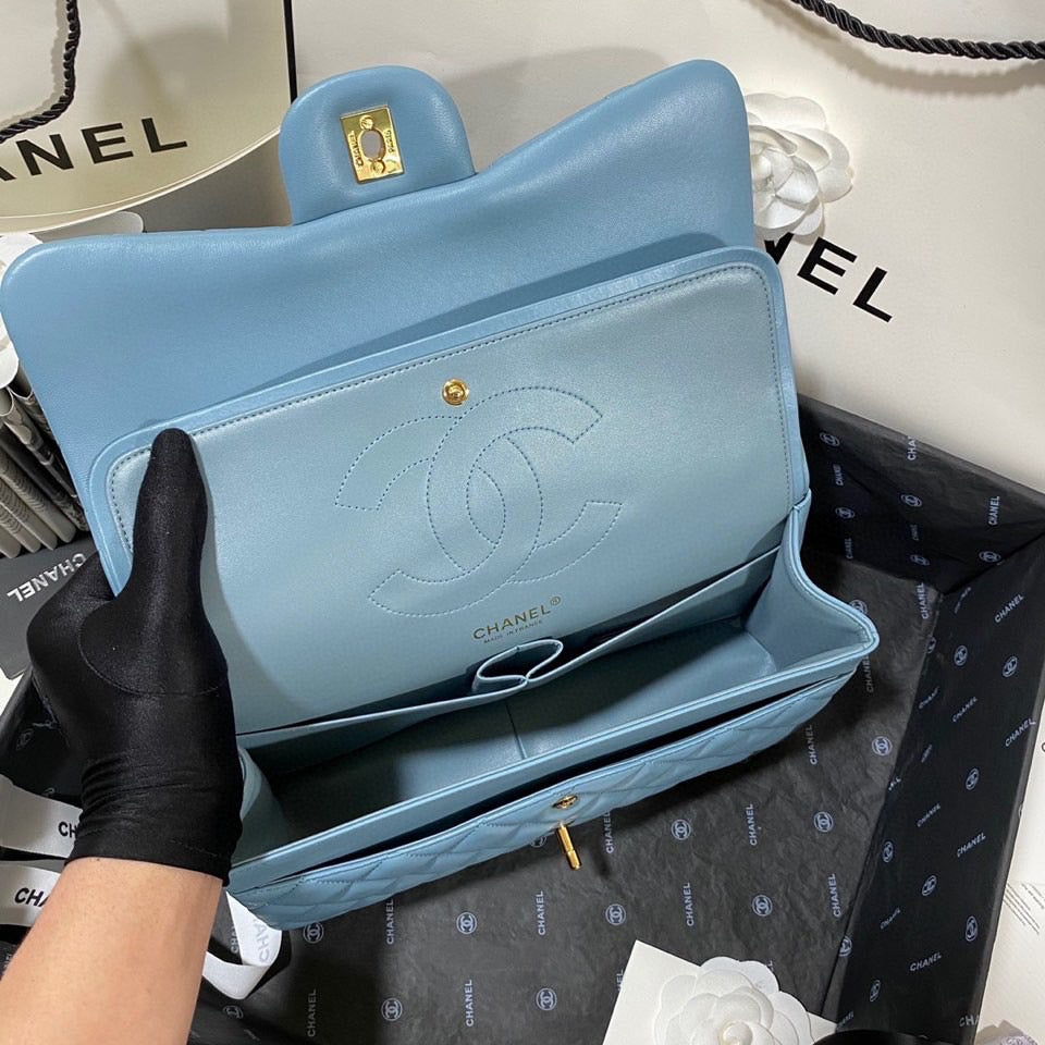 Chanel Classic Flap Jumbo In Blue Lambskin