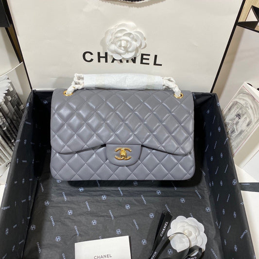 Chanel Classic Flap Jumbo In Gray Lambskin