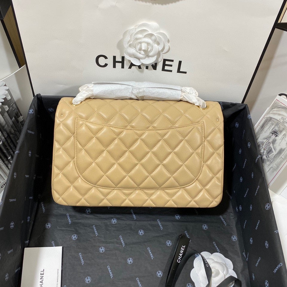 Chanel Classic Flap Jumbo In Light Yellow Lambskin