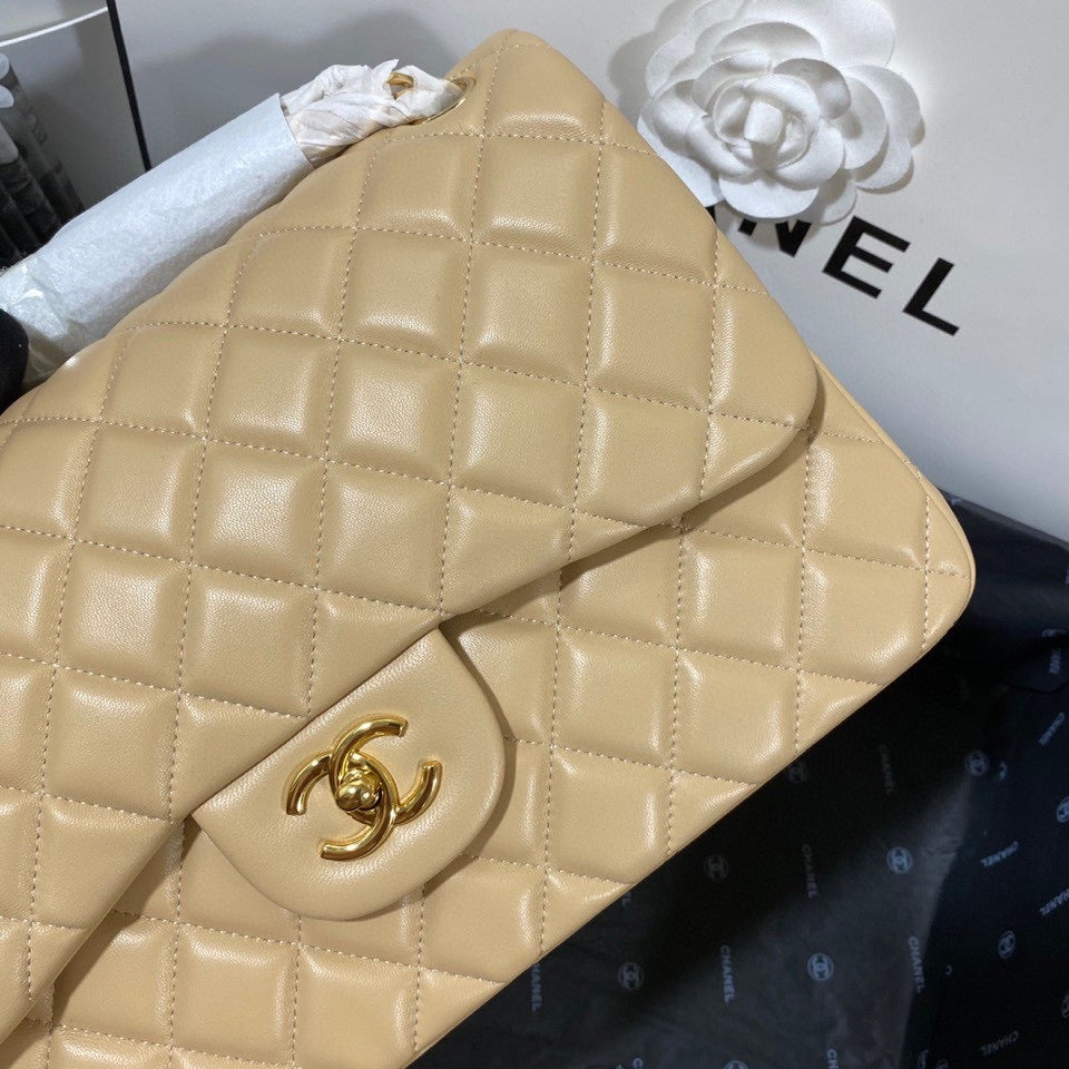 Chanel Classic Flap Jumbo In Light Yellow Lambskin