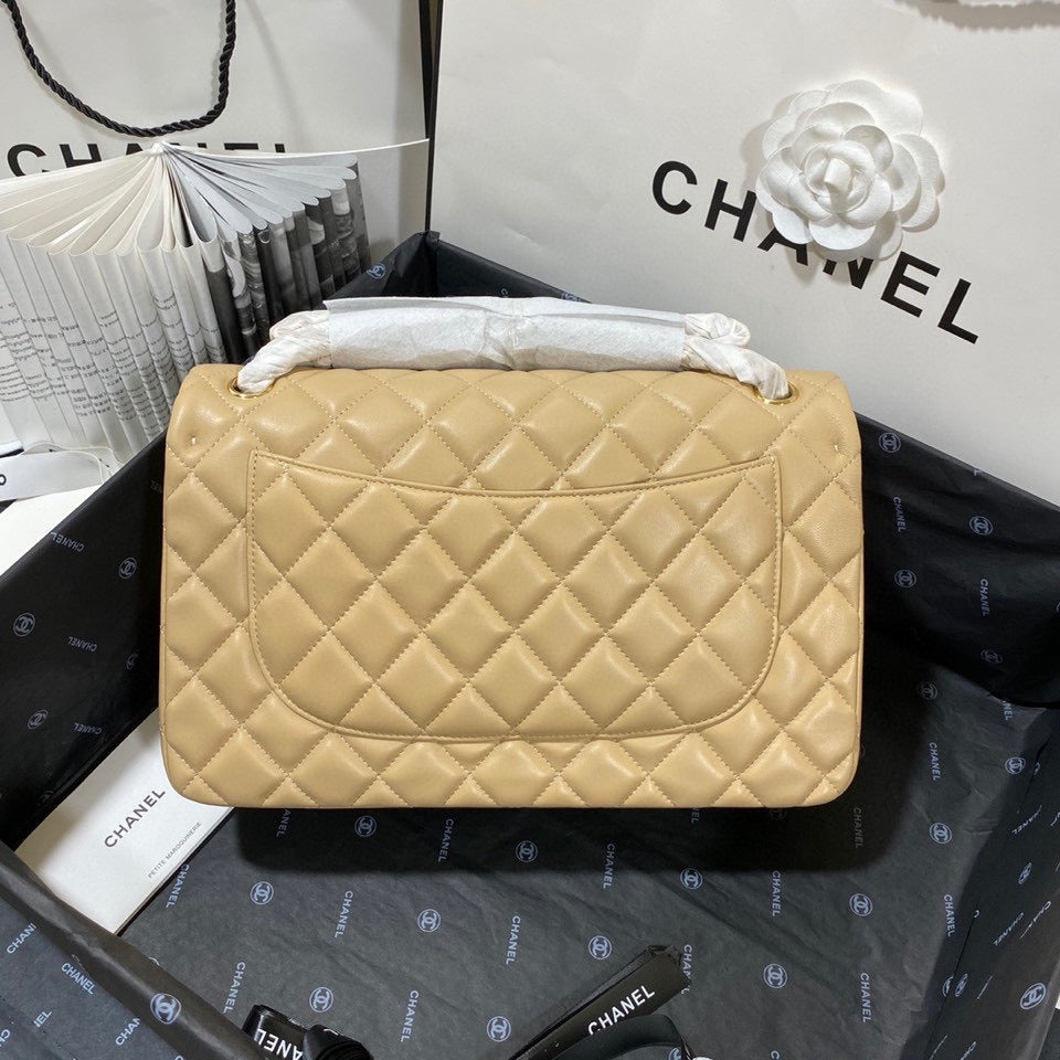 Chanel Classic Flap Jumbo In Light Yellow Lambskin