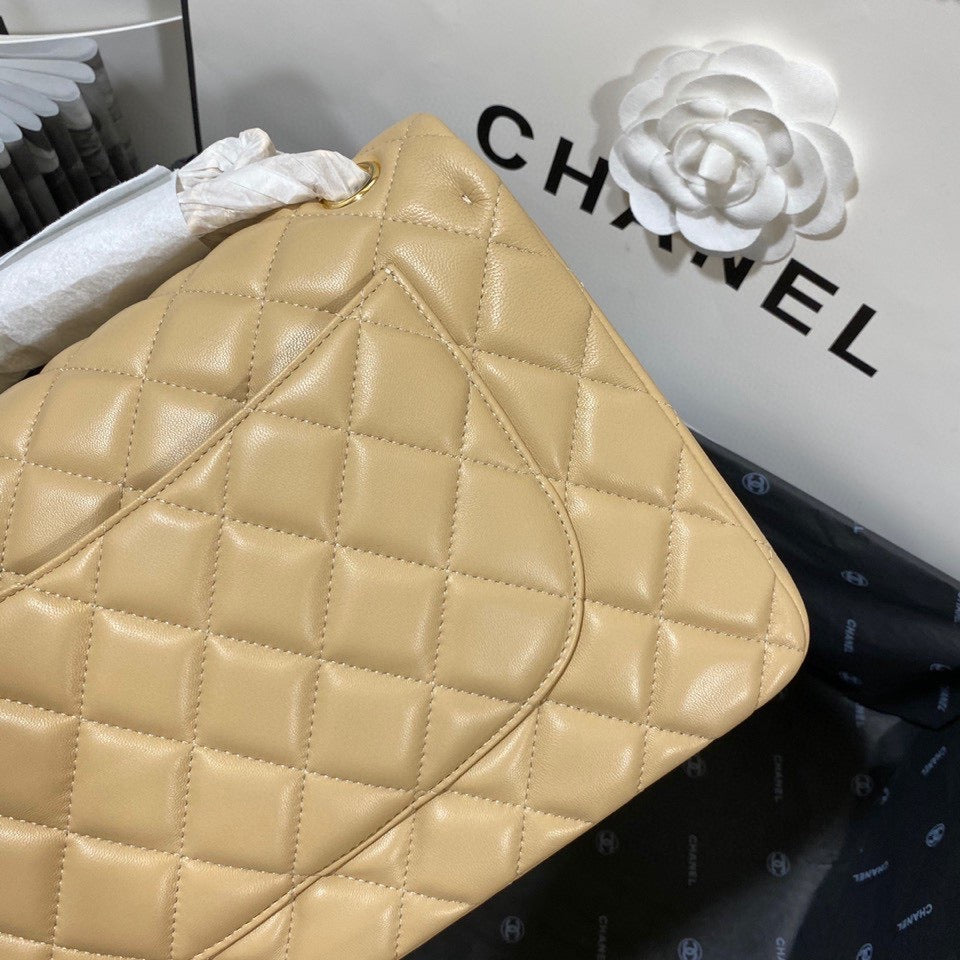 Chanel Classic Flap Jumbo In Light Yellow Lambskin