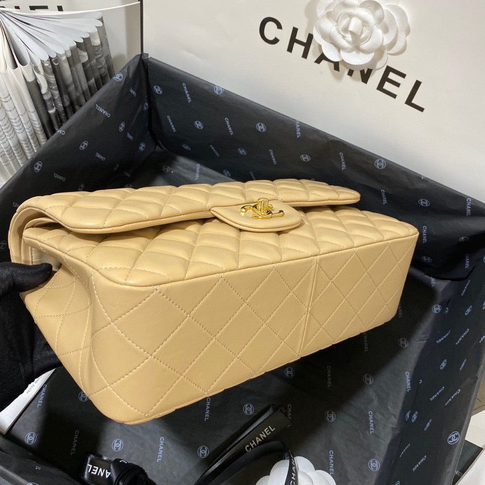 Chanel Classic Flap Jumbo In Light Yellow Lambskin