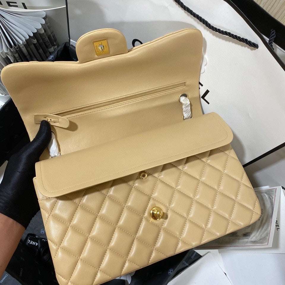 Chanel Classic Flap Jumbo In Light Yellow Lambskin