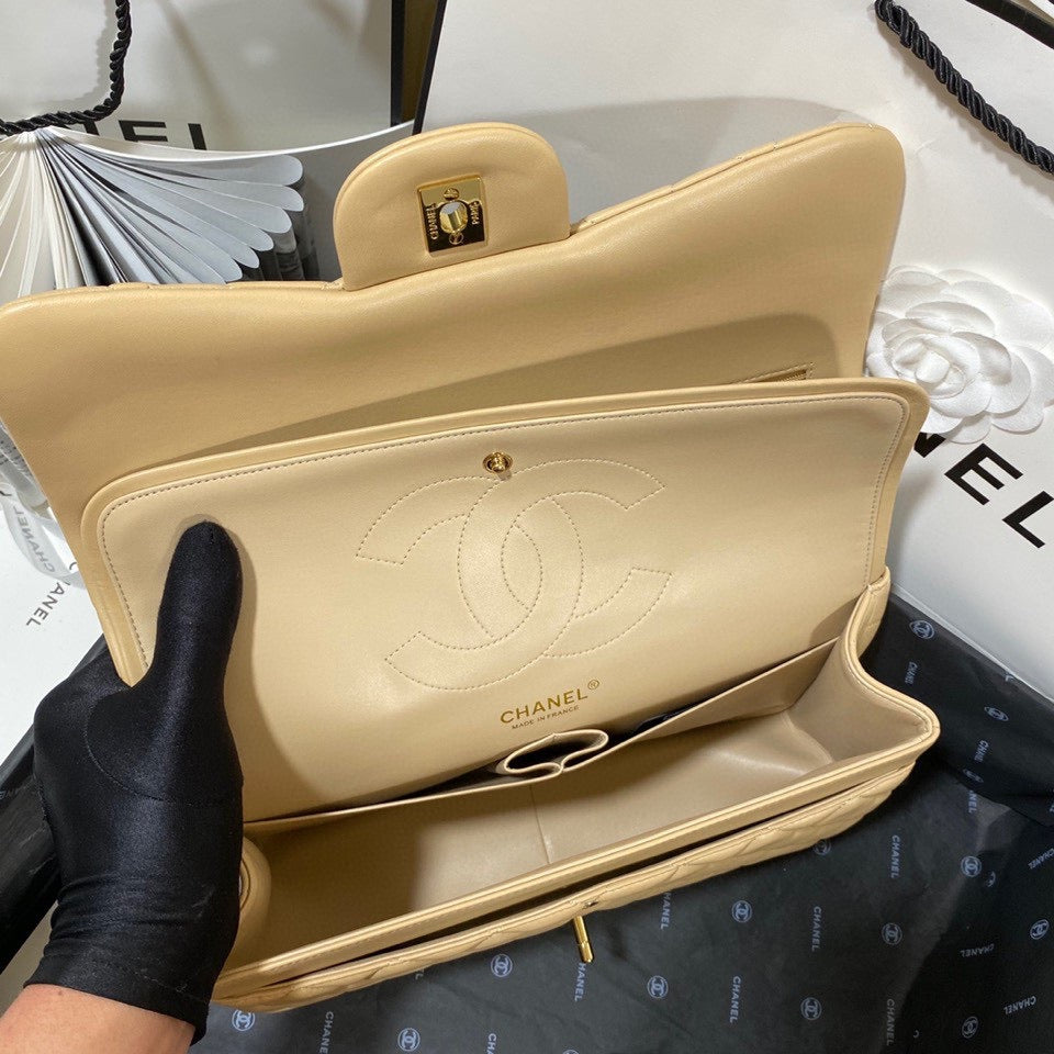 Chanel Classic Flap Jumbo In Light Yellow Lambskin