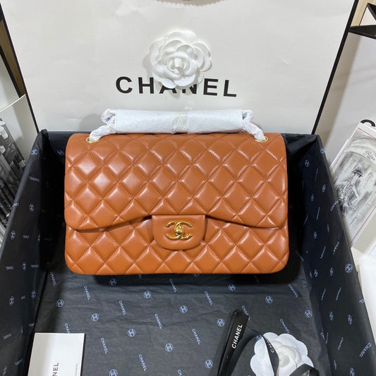 Chanel Classic Flap Jumbo In Brown Lambskin