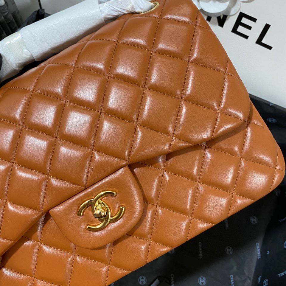 Chanel Classic Flap Jumbo In Brown Lambskin