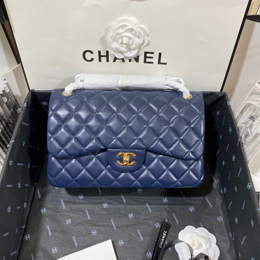 Chanel Classic Flap Jumbo In Dark Blue Lambskin