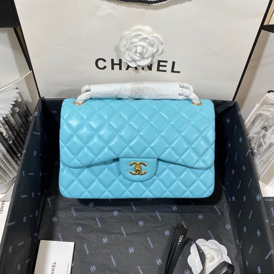 Chanel Classic Flap Jumbo In Blue Lambskin