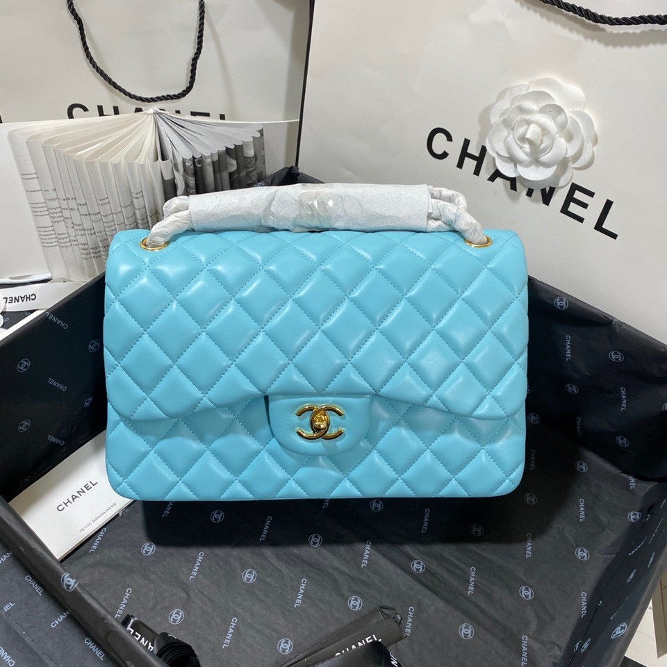 Chanel Classic Flap Jumbo In Blue Lambskin