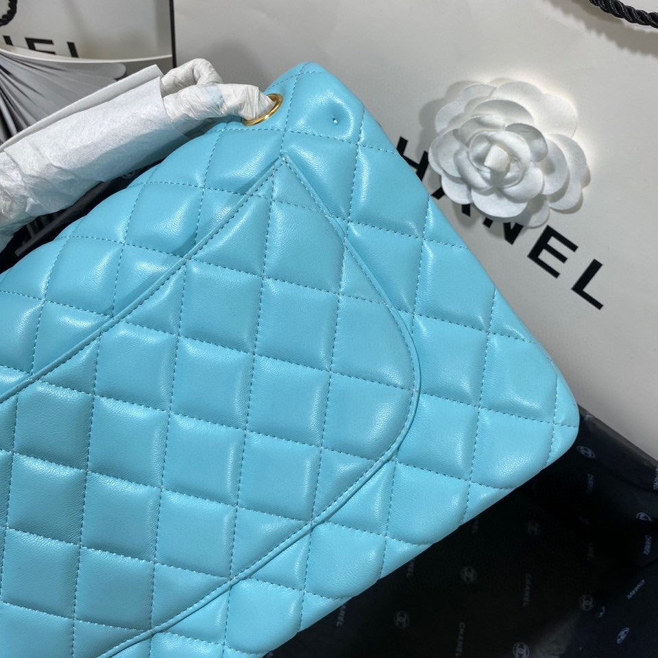 Chanel Classic Flap Jumbo In Blue Lambskin