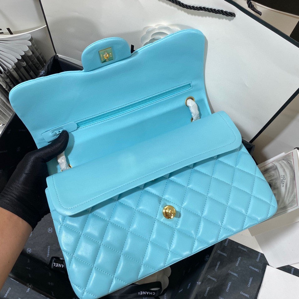 Chanel Classic Flap Jumbo In Blue Lambskin