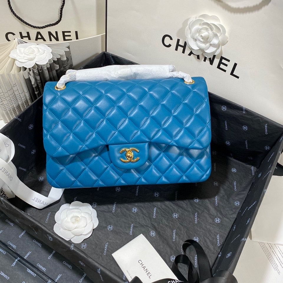 Chanel Classic Flap Jumbo In Dark Blue Lambskin