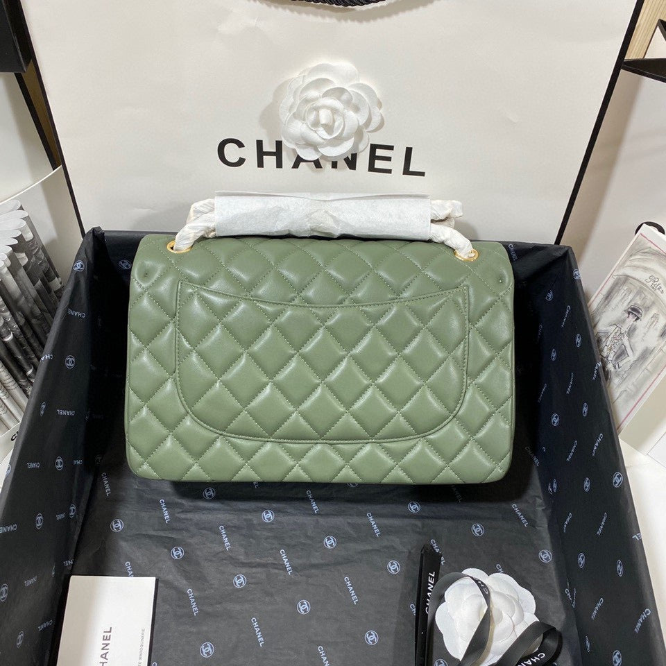 Chanel Classic Flap Jumbo In Green Lambskin