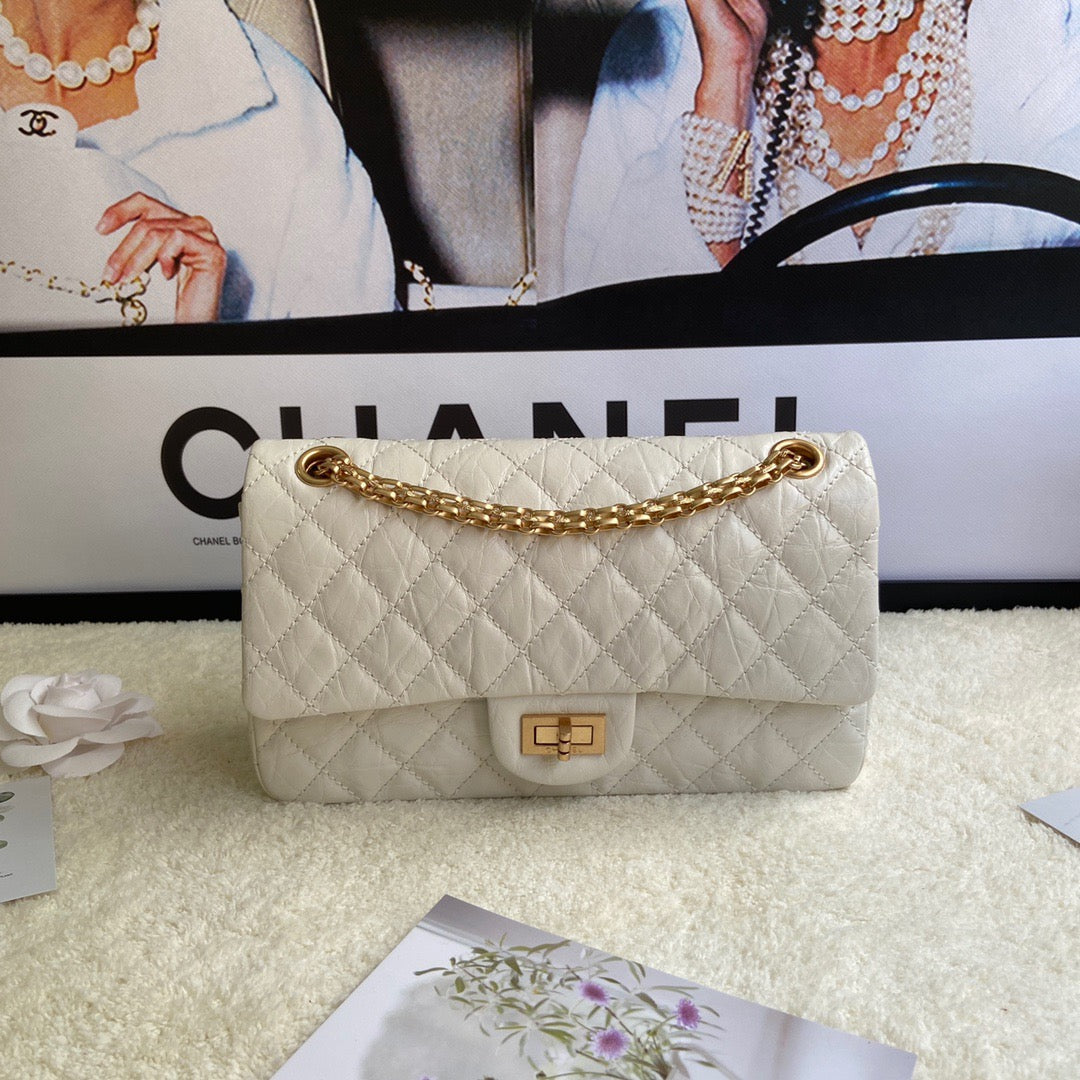 Chanel 2.55 Reissue 24 cm Flap Bag In White