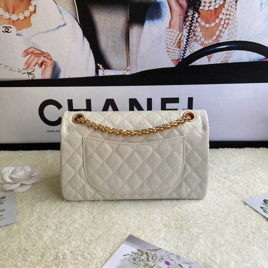 Chanel 2.55 Reissue 24 cm Flap Bag In White