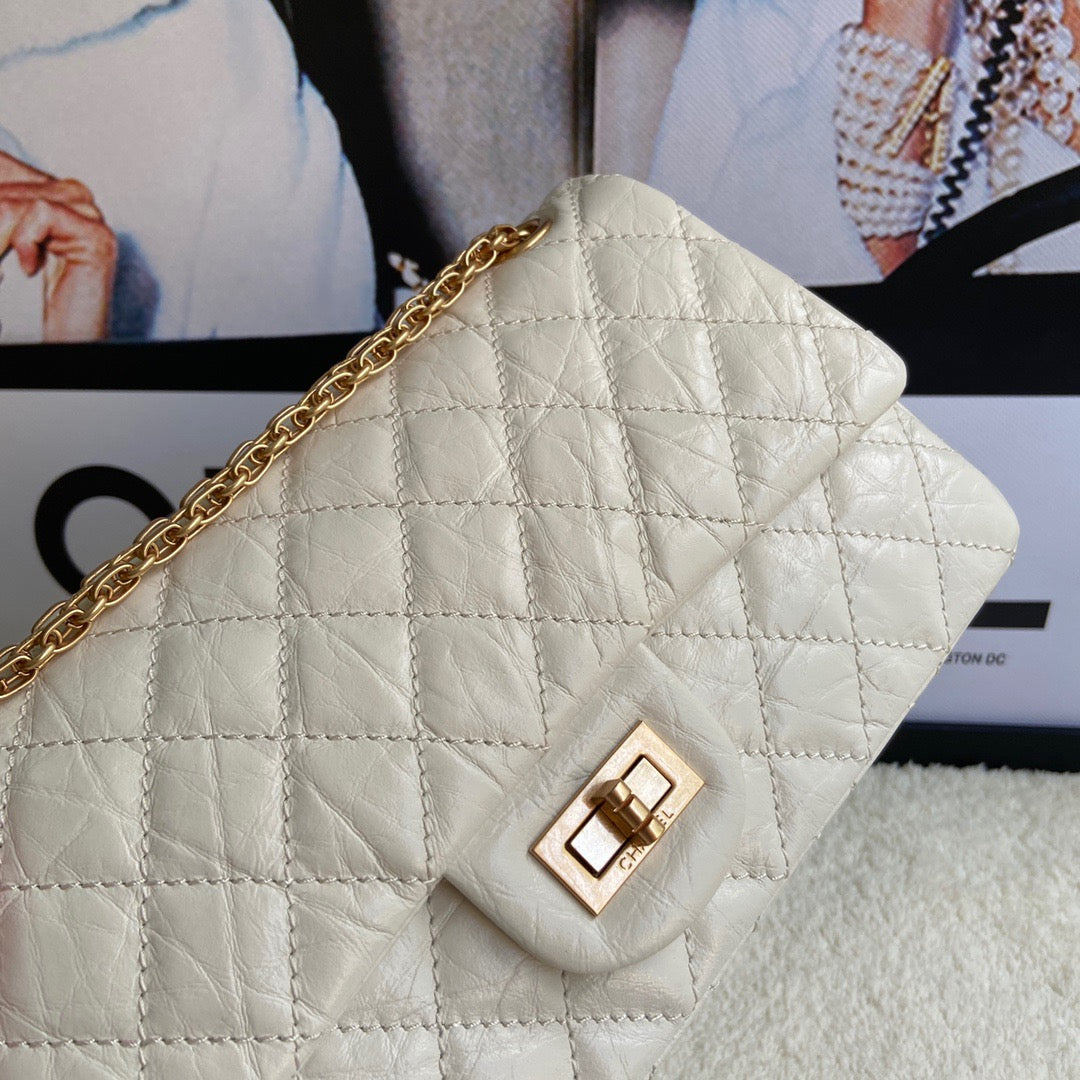 Chanel 2.55 Reissue 24 cm Flap Bag In White