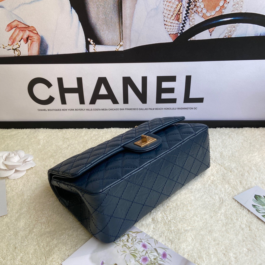 Chanel 2.55 Reissue 24 cm Flap Bag In Dark Blue